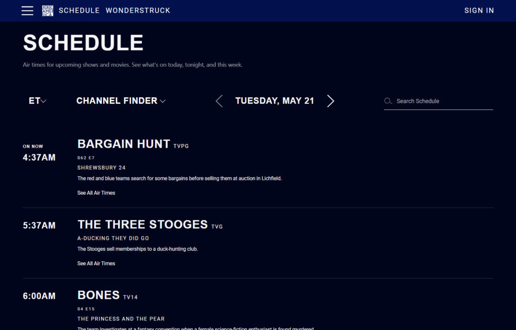 BBC America Website