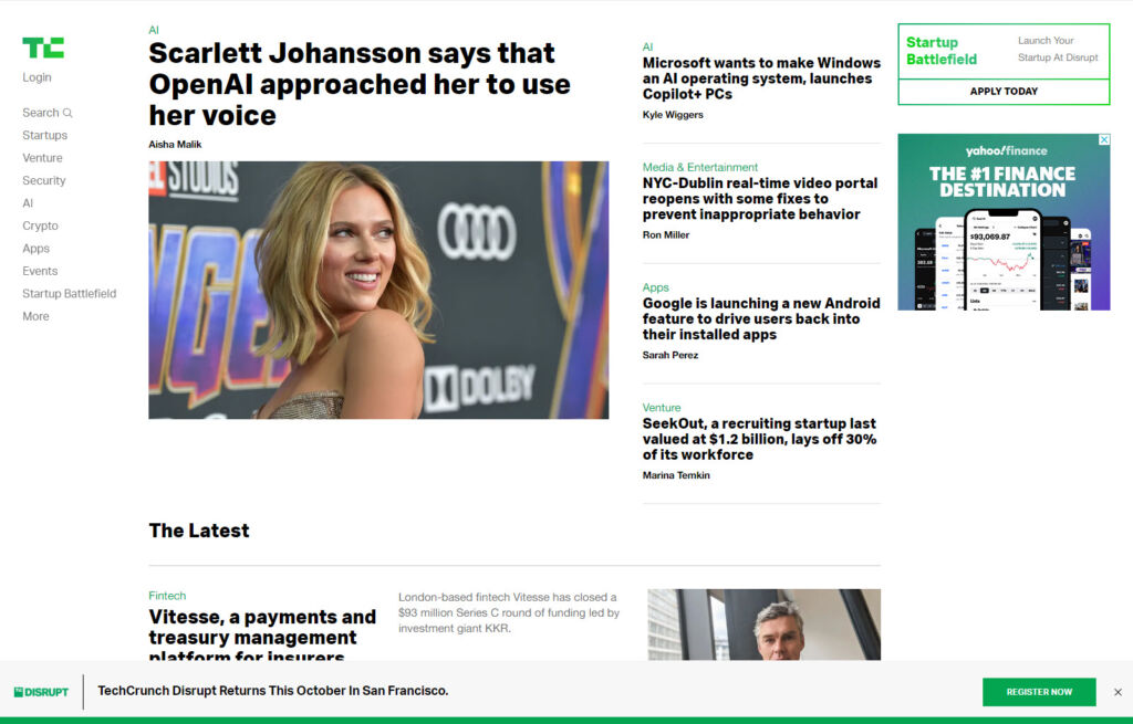 TechCrunch Website