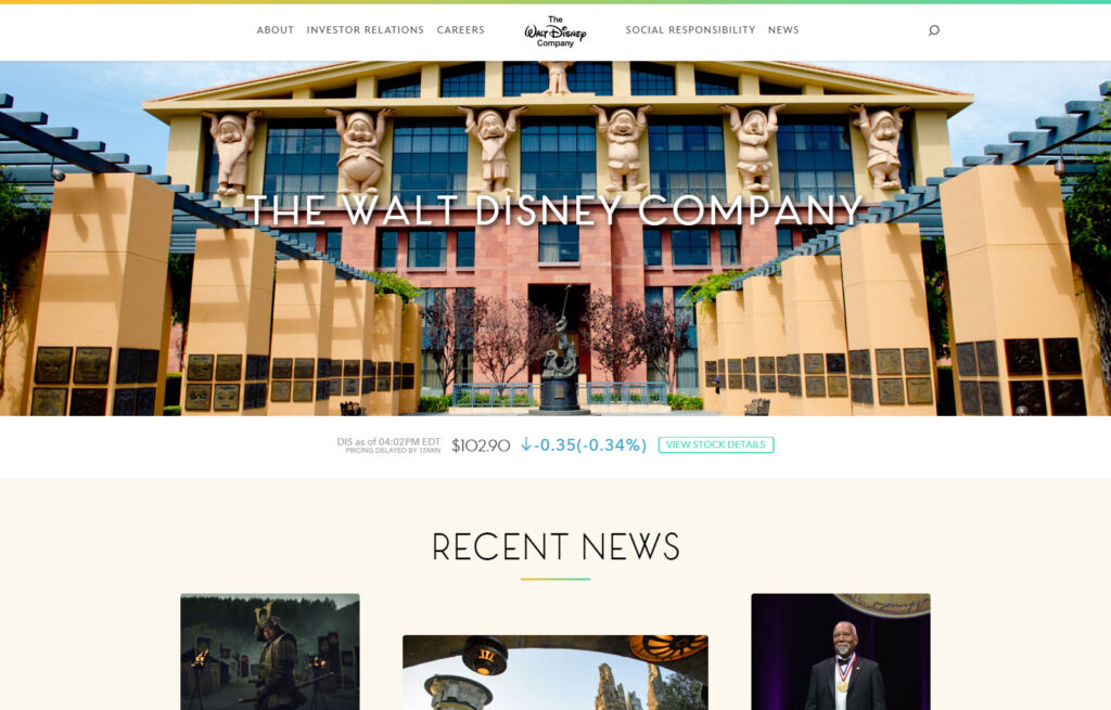 The Walt Disney Company Website