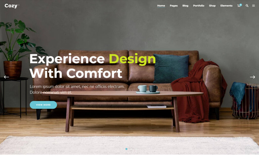 Cozy - mẫu website thiết kế nội thất