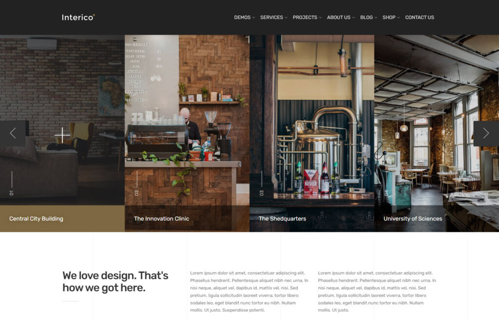Interico - mẫu WordPress thiết kế & kiến trúc nội thất