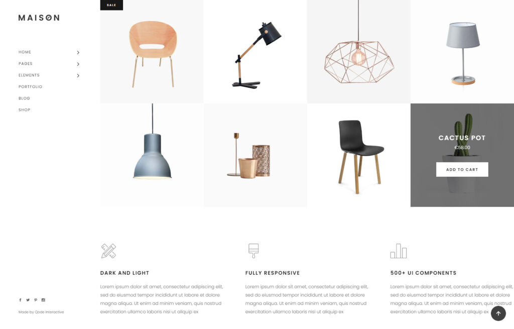 Maison - mẫu website hiện đại dành cho nhà thiết kế nội thất và kiến ​​trúc sư