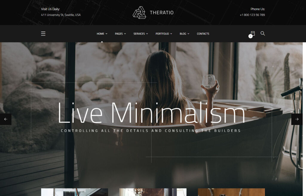 Theratio - mẫu WordPress kiến trúc & thiết kế nội thất
